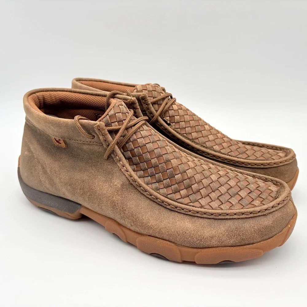 Twisted X Chukka Driving Moc Boots Mens Size 10W Wide Width Tan/Bomber Leather